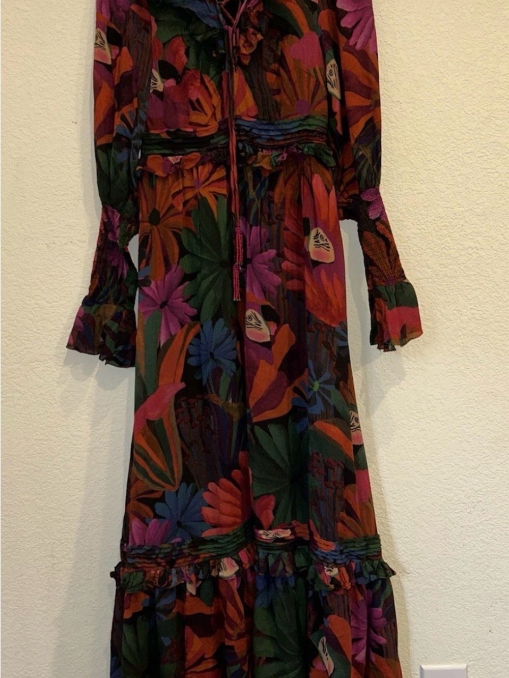 FARM Rio Multicolor Floral Long Sleeve Maxi Dress